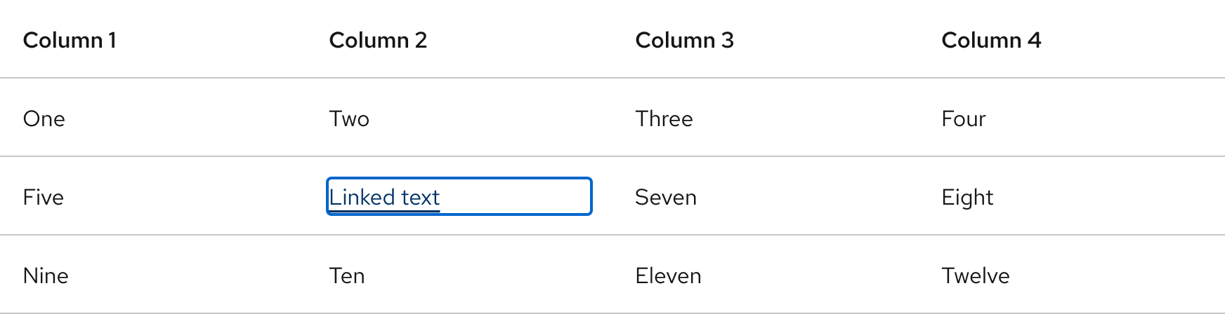 Light scheme table cell in focus state
